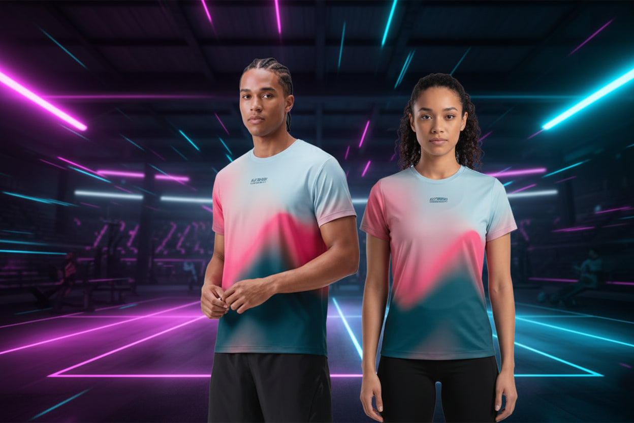 Unisex Running T-Shirt, Blue/Pink